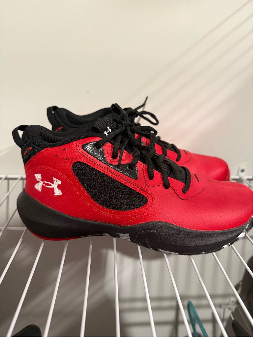 Under Armour Kids Red and Black Lace-Up Sneakers